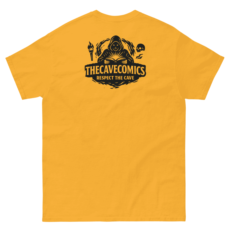 TheCaveComics Short Sleeve Gold tee